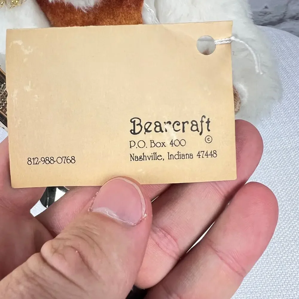 Bearcraft Joyce Ann Haughey White Bear‎ USA Band Horn Trumpet Jointed Plush 13